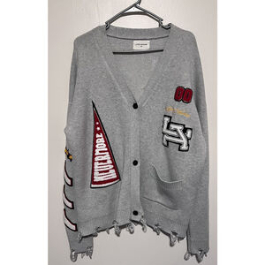 Lifted Anchors Cardigan Sweater Mens Large Gray Nevermore Streetwear Urban City